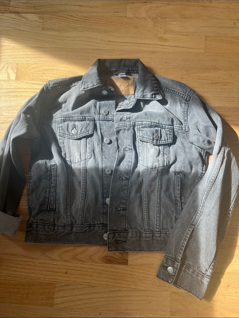 Women’s Black Washed Denim Jacket - Classic Trucker Style
